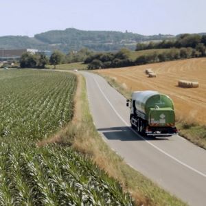 Air Products truck driving through the countryside to deliver industrial gases